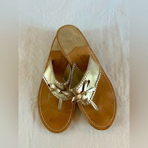 Jack Rogers ADELINE Gold Bow Leather Sandals